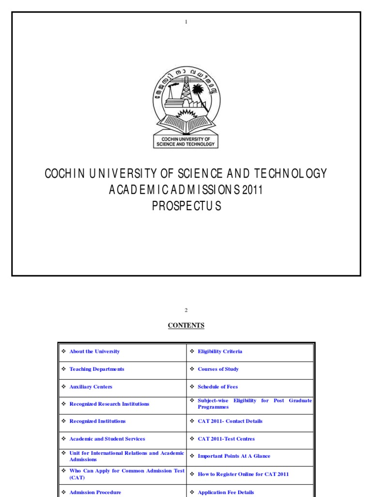 CUSAT 2011 Academic Admissions Guide | PDF | Science | Nature