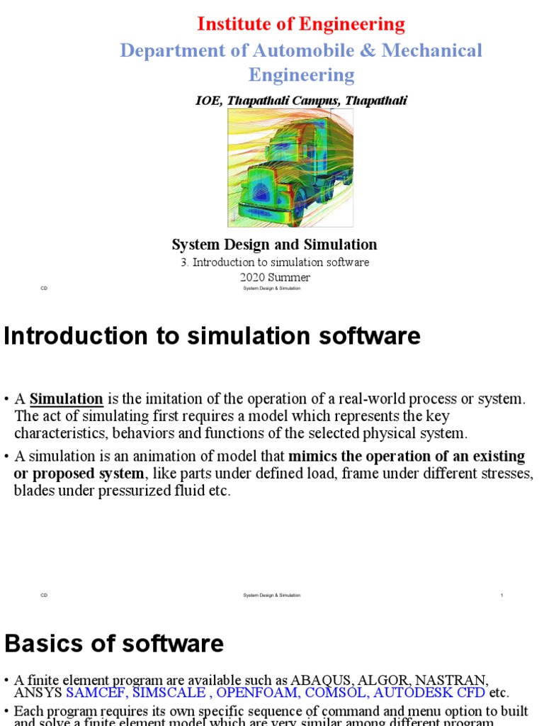 Department of Automobile & Mechanical Engineering: System Design and ...