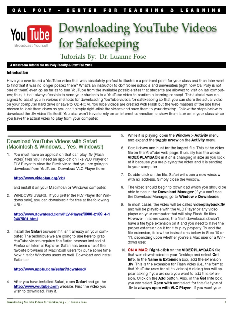 Downloading YouTube Videos Safely | PDF | Safari (Web Browser) | World ...