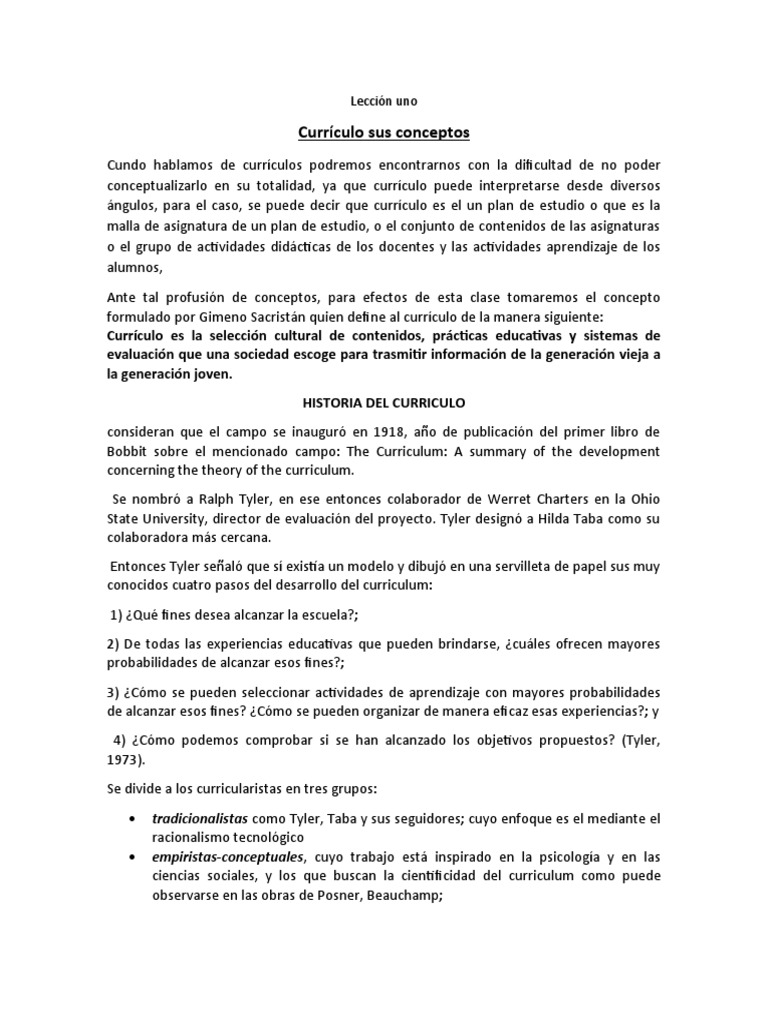 Conceptos Clave del Currículo Educativo | PDF | Plan de estudios ...