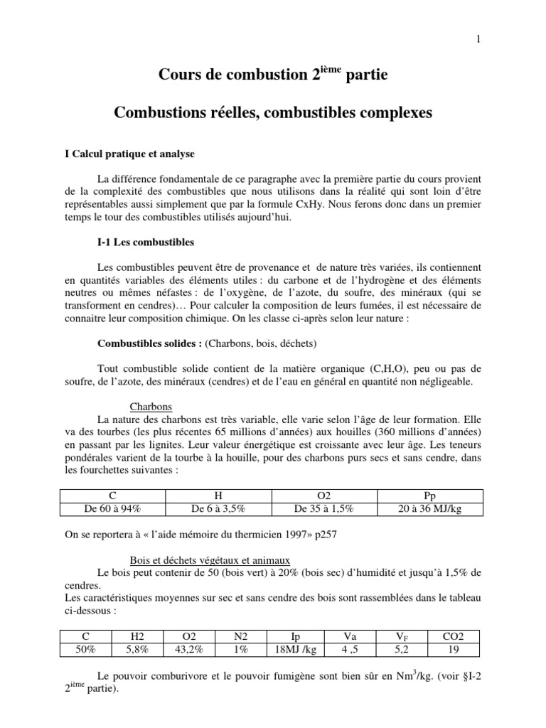Combustibles complexes et combustion réelle | PDF | La combustion ...