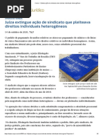 ConJur - Extinta ação de sindicato sobre direitos individuais heterogêneos