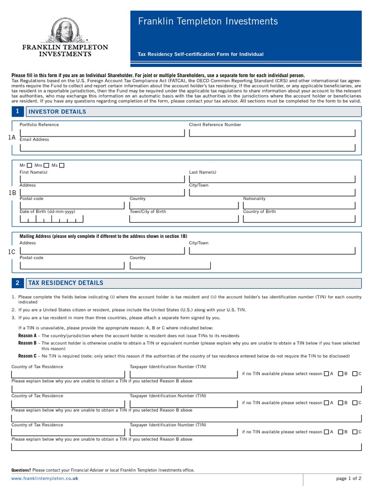 Franklin Templeton Investments Investor Details PDF Taxes