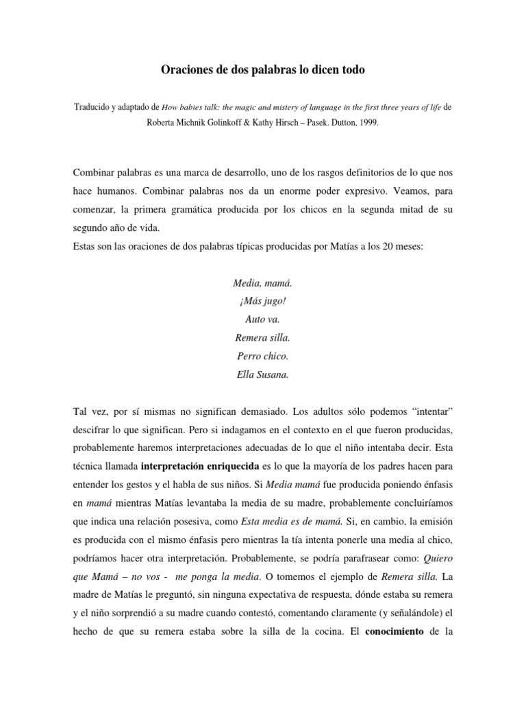 Oraciones de Dos Palabras Lo Dicen Todo PDF | PDF | Oración ...