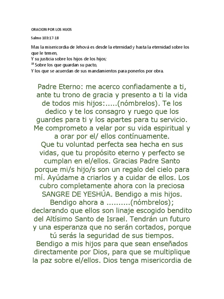Oracion Por Los Hijos | PDF | Oración | Fe