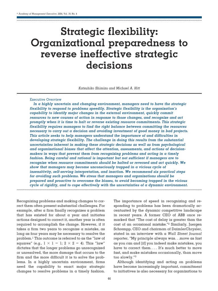 Strategic Flexibility | PDF | Bias | Risk