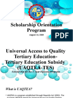 Scholarship Orientation Program: August 14, 2020