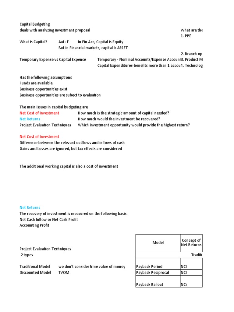 Capital Budgeting Analysis Overview | PDF | Net Present Value ...