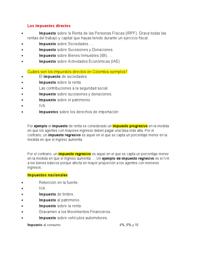 Ejemplos de Impuestos en Colombia | PDF | Impuesto sobre la renta ...