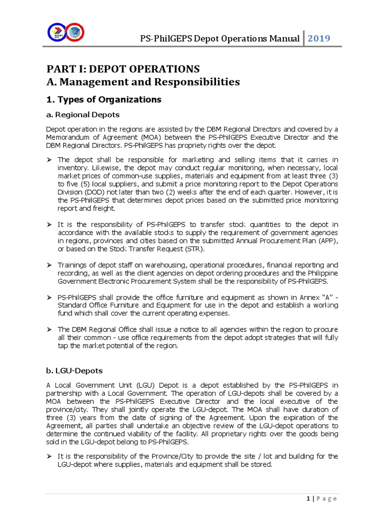 PS-PhilGEPS Depot Operations Manual | PDF | Inventory | Cheque