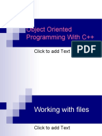 Object Oriented Programming With C++: Click To Add Text