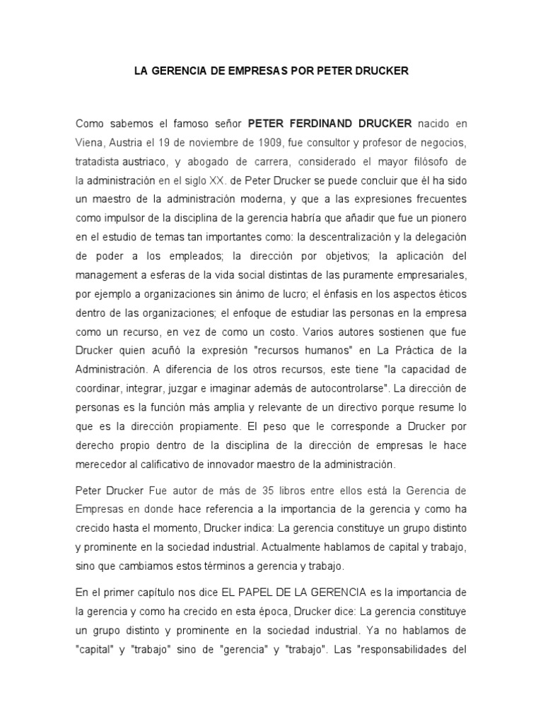 La Gerencia de Empresas Por Peter Drucker | PDF | Economias | Science