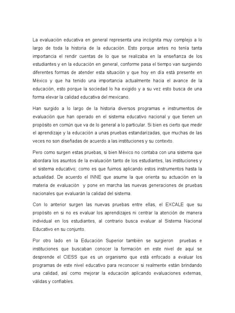La evolución de la evaluación educativa en México | PDF | Evaluación ...