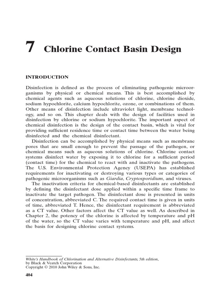 Chlorine Contact Basin Design White's Handbook of Chlorination and