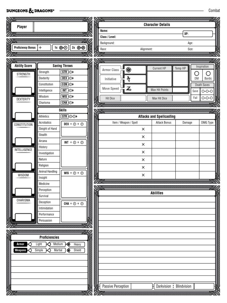 Character Details Player Saving Throws Ability Score PDF Fantasy