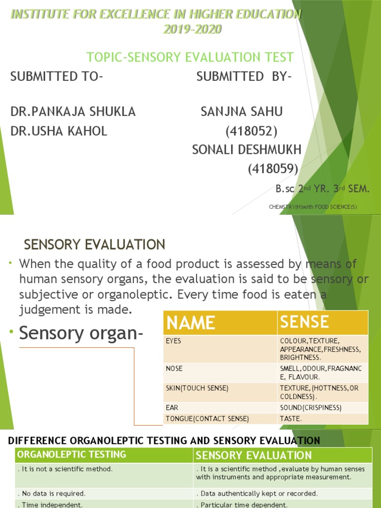 SENSORY EVALUATION P | PDF | Flavor | Taste