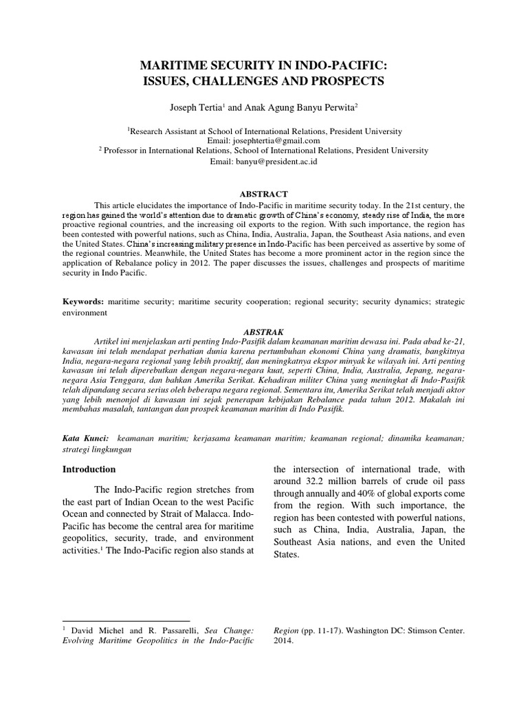 Maritime Security in Indo-Pacific: Issues, Challenges and Prospects ...
