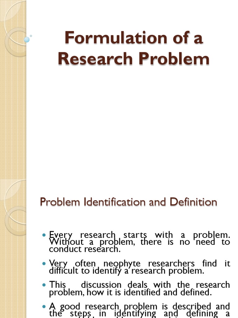 Formulation of A Research Problem | PDF | Educational Technology | Self ...