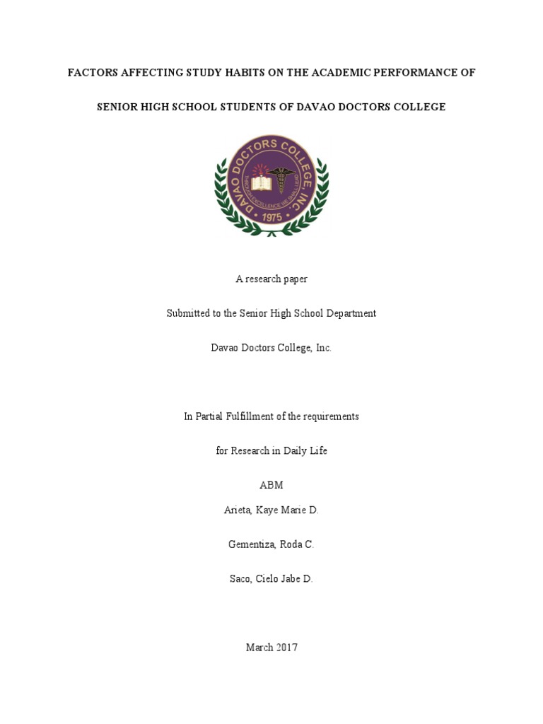 Study Habits Impact on Senior High Performance | PDF | Teaching Method ...