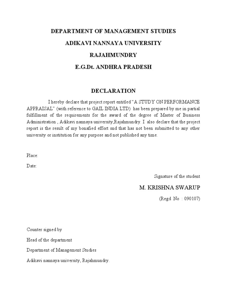 Project Report Declaration Form | PDF