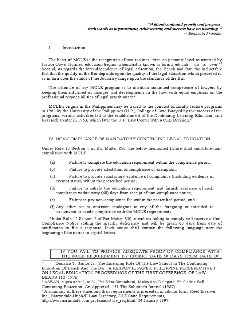 MCLE Compliance and Non-Compliance Guide | PDF | Common Law | Virtue