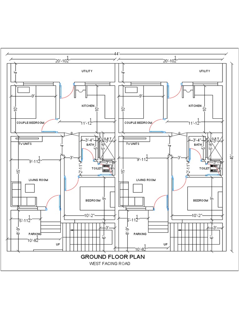 2-Bedroom Flat Ground Floor Plan | PDF | Room | Houses