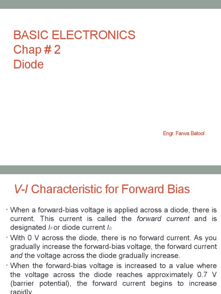Basic Electronics Chap # 2 Diode: Engr. Farwa Batool | PDF | P–N ...
