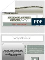 National Saving Officer, MCQ'S