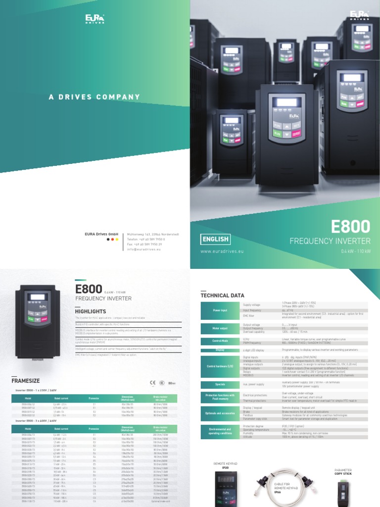 E800 Frequency Inverter Manual PDF | PDF | Power Inverter | Resistor