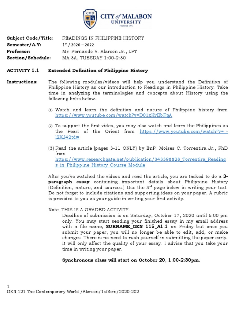 Activity 1.1 - MA 3A | PDF | Behavior Modification | Cognition
