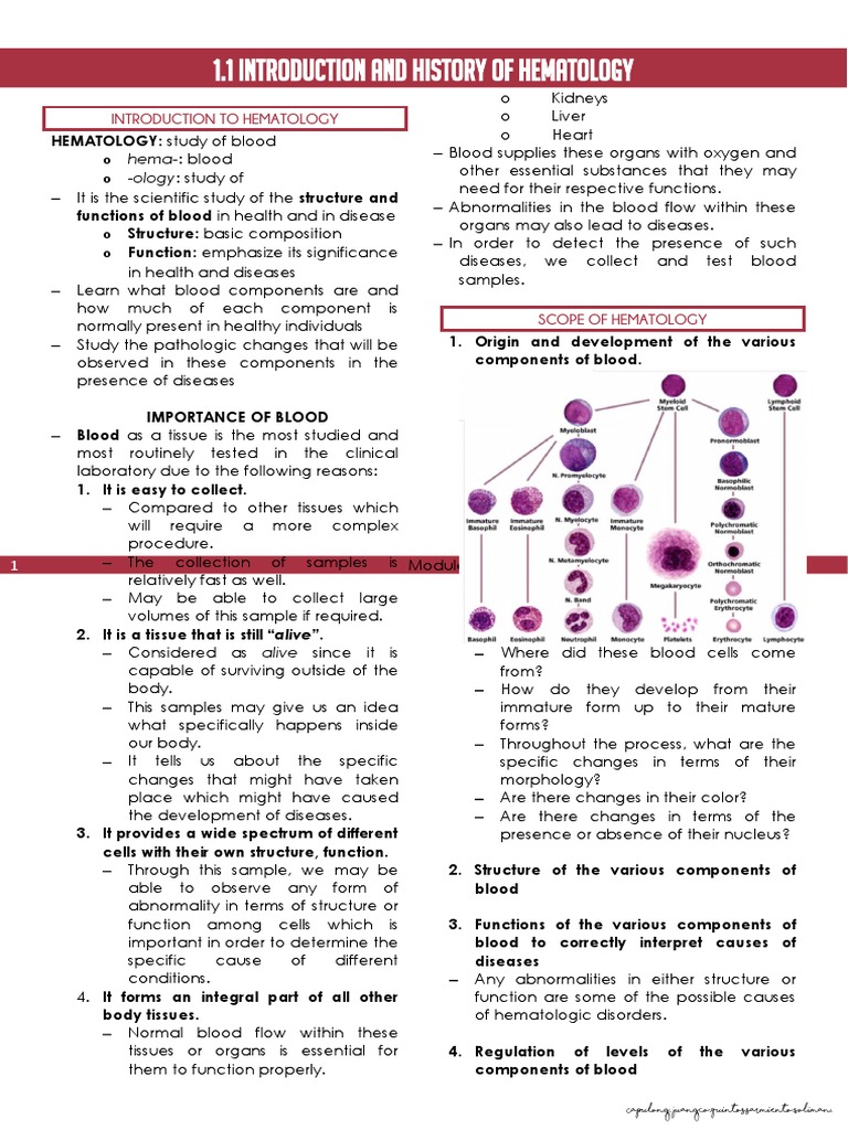 Introduction to Hematology History | PDF | Staining | Blood