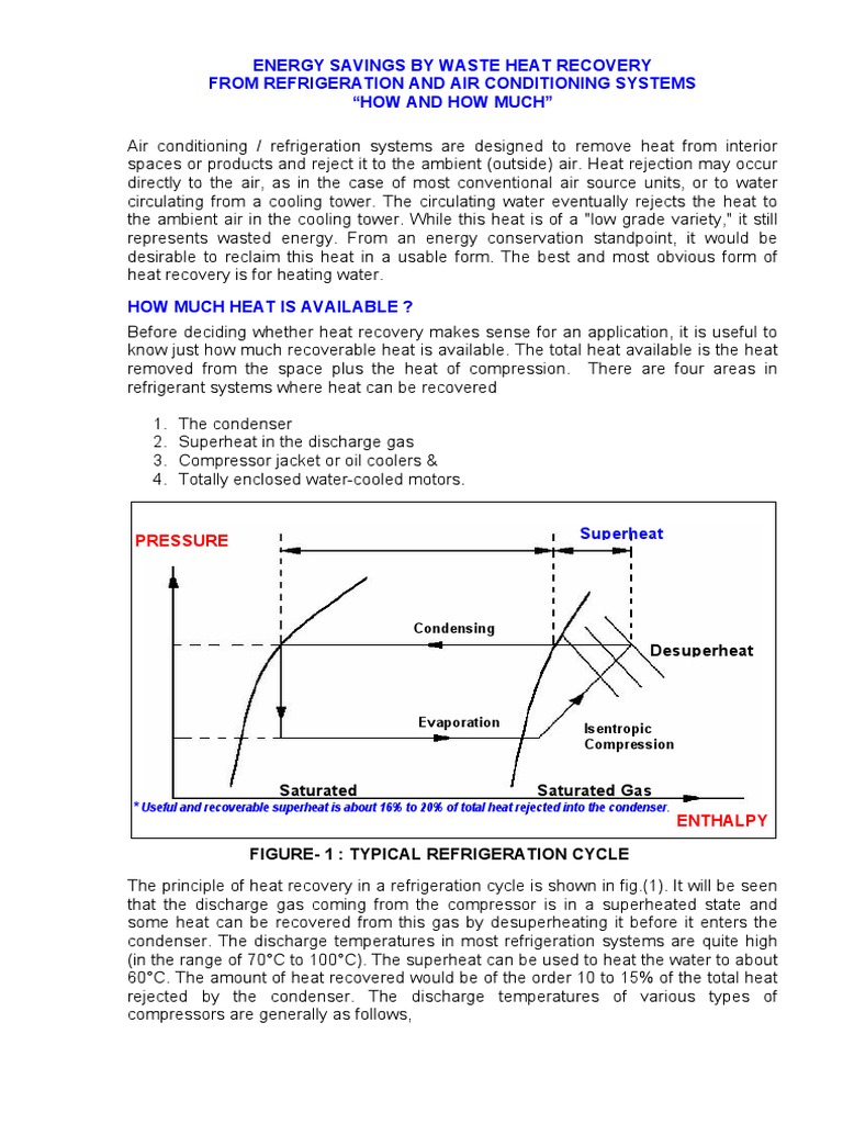 Waste Heat Recovery in Refrigeration | PDF | Heat Exchanger | Air ...