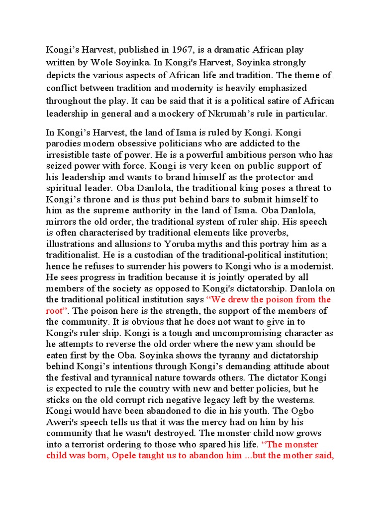 Tradition Vs Modernity Kongi Tyrant Politics