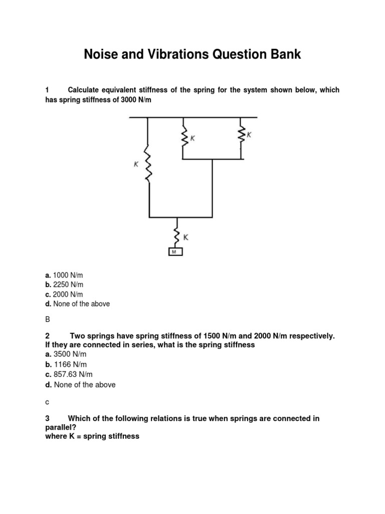 Noise and Vibrations Question Bank Download Free PDF Oscillation