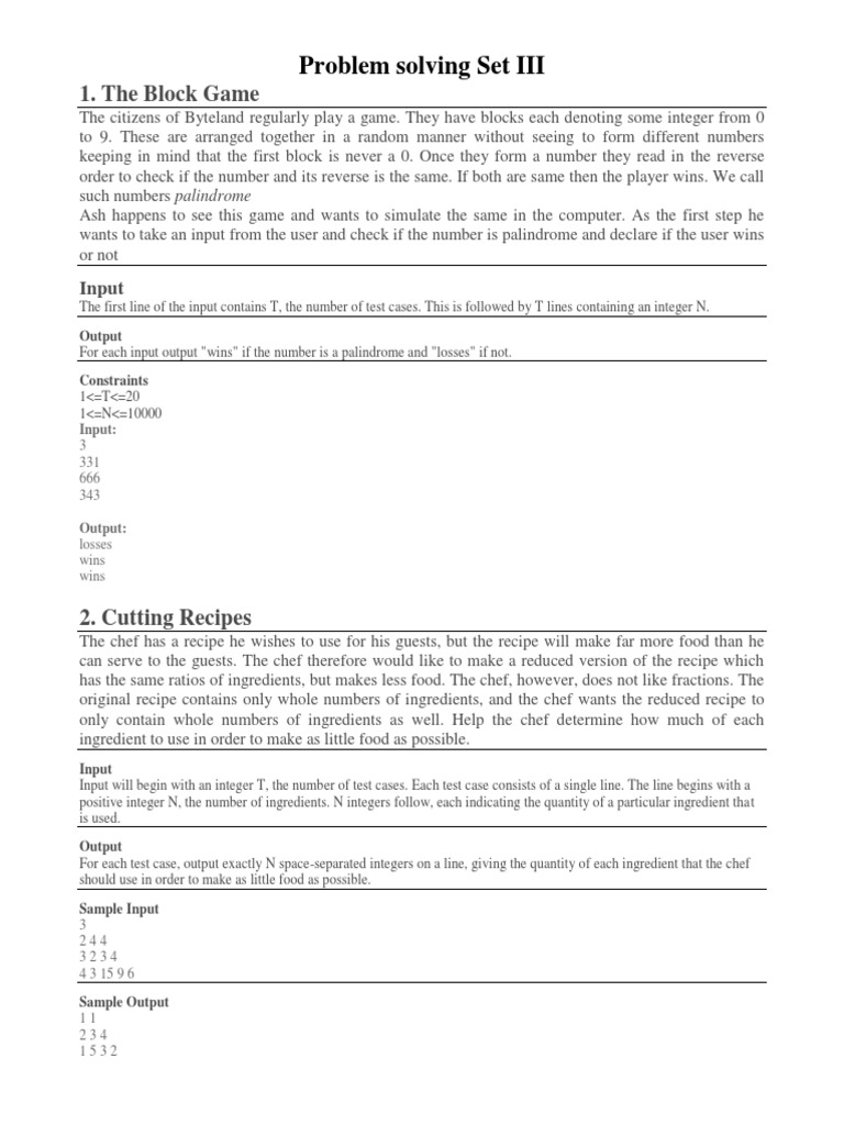 Problem Solving Set III | PDF | Numbers | Integer
