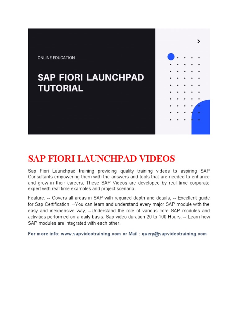 Sap Fiori Launchpad Tutorial | PDF | Business