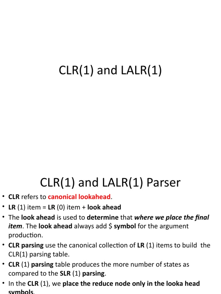CLR (1) LALR (1) Parsing | PDF | Parsing | Implementation