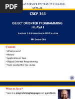 CSCP 363: Object Oriented Programming in Java I