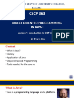 CSCP 363: Object Oriented Programming in Java I