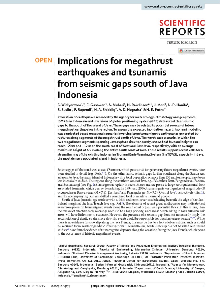 Implications For Megathrust Earthquakes And Tsunamis From Seismic Gaps