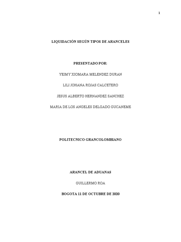 Liquidación Según Tipos de Aranceles " | PDF | aduana | Arancel