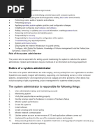 Role of The System Administrator