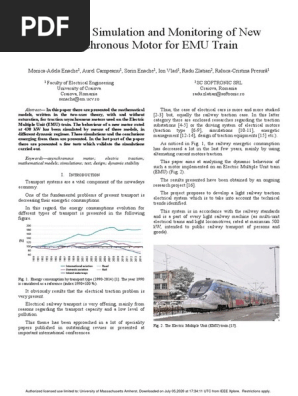 Modelling Simulation And Monitoring Of Im For Emu Train Electric Motor Simulation