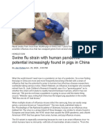 Swine Flu Strain With Human Pandemic Potential Increasingly Found in Pigs in China