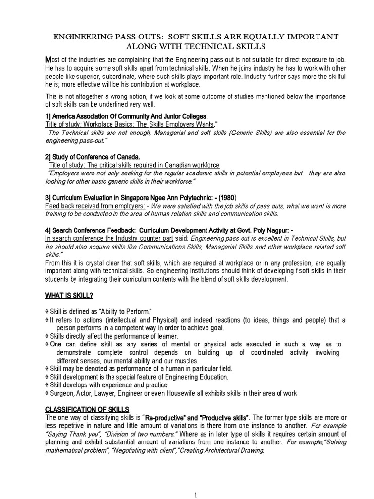 Importance of Soft Skills for Engineers | PDF | Curriculum | Skill