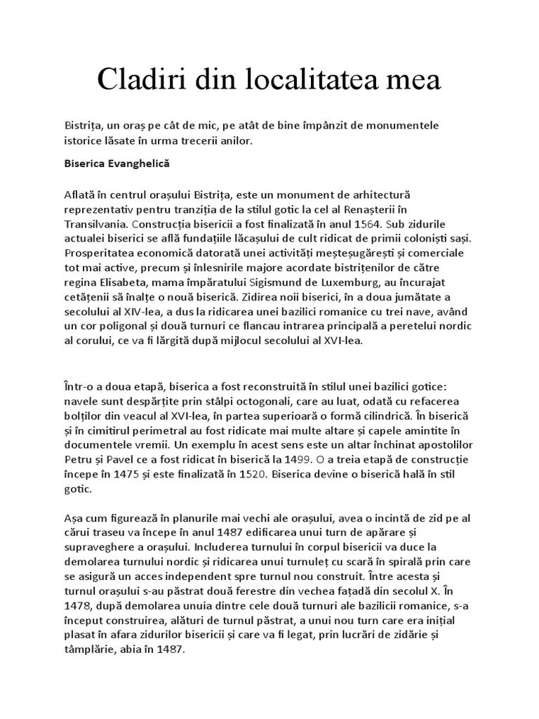 Cladiri Din Localitatea Mea | PDF