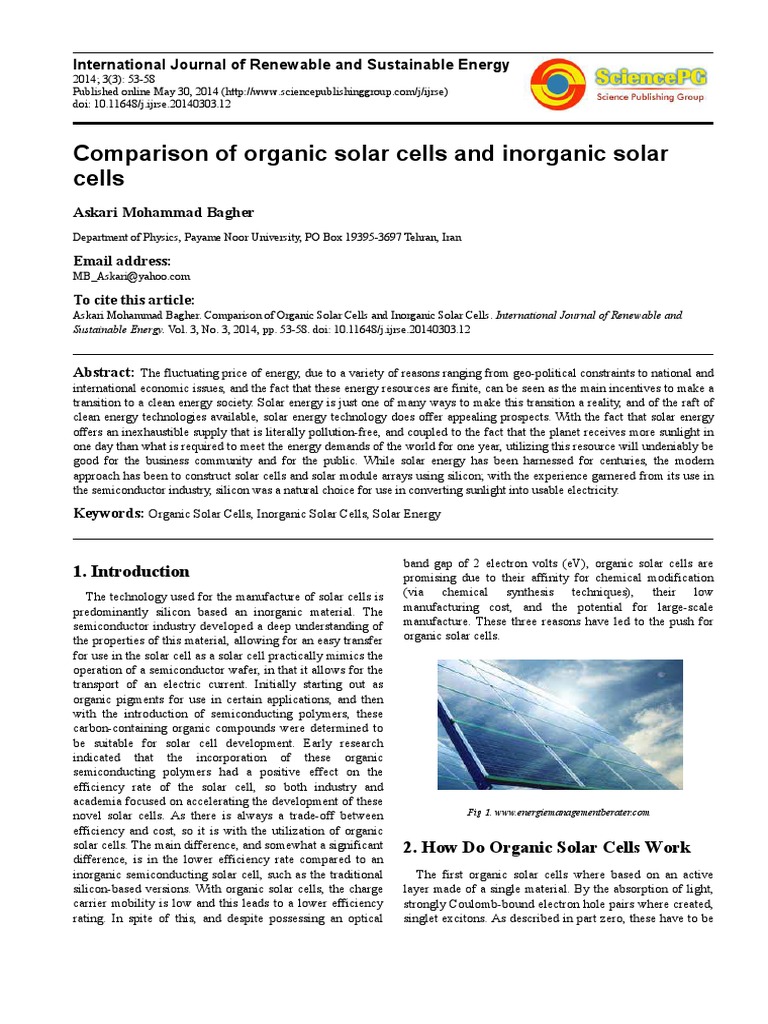 Comp. of Inorganic Solar Cell and OPV PDF | PDF | Solar Cell ...