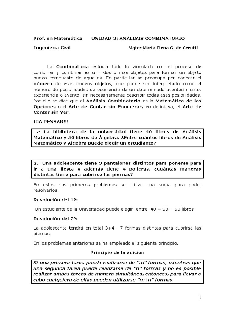 Ejercicios de Combinatoria para Primaria | PDF | Combinatoria | Permutación