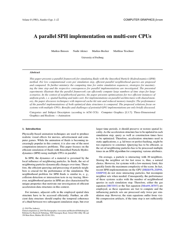 Parallel SPH Fluid Simulation on CPUs | PDF | Array Data Structure ...