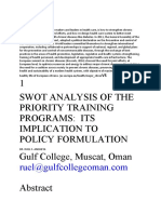 1 Swot Analysis of The Priority Training Programs: Its Implication To Policy Formulation Gulf College, Muscat, Oman
